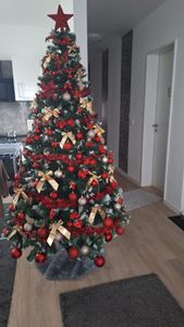 FCH Umelý vianočný stromček 213 cm, 870 konárov z PVC materiálu, špicatý vrchol biely nástrek Fotografia od zákazníka č. 12