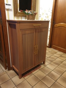 Tribesigns Schuhschrank, 5-stöckiger Schuhschrank schmal mit Lamellentüren und Schublade, Holz verstellbar Eingangsbereich, 80 * 36 * 110cm, Braun Kunden-Foto 3