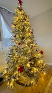 Yorbay 210cm Künstlicher Weihnachtsbaum  Tannenbaum mit Beleuchtung Weiß Schneeflocken LED  für Weihnachten-Dekoration Kunden-Foto 14