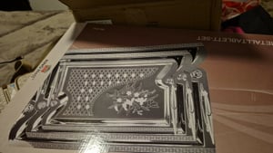 Kinghoff lot de 3 plateaux de service en acier KH4743 Photo du client 2