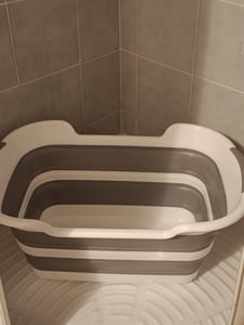 Cuvette pliable, lavabo, grande baignoire en silicone pour touristes AVEC ÉVACUATION Photo du client 2