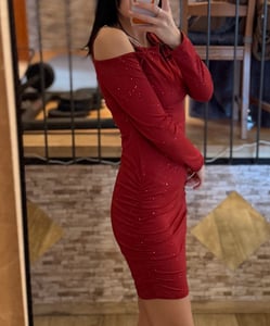 Damen Langarm Off Shoulder Pailletten Bodycon Party Club Cocktail,Schwarz,M Kunden-Foto 2
