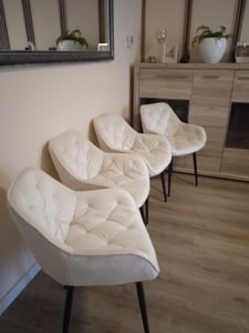 CLP 4er Set Stuhl Tanna Samt Gesteppt creme Kunden-Foto 3