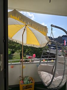HinHocker Hängesessel mit Gestell, Grau, Hängeschaukel für Indoor und Outdoor, Schaukelstuhl Kunden-Foto 4