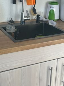 CECIPA MAX Küchenspüle Schwarz 50×45cm, Edelstahlspüle, eckige Einbauspüle, mit 2 Hahnlöchern & 1 Becken, modernes Design Kunden-Foto 2