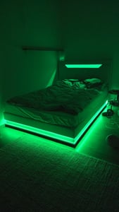 Flieks Polsterbett 140x200cm mit Ladefunktion (USB & Type-C), Doppelbett Jugendbett mit Led, Stauraumbett Boxspringbett mit Stauraum, Leinen, Grau Kunden-Foto 6