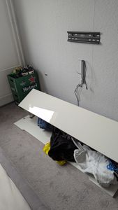 SONNI TV-Schränke Weiß Hochglanz Hängend mit Led 180 x 35 x 30cm Kunden-Foto 3
