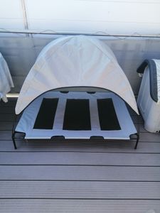 Wiltec Hundebett mit Dach Braun 122 x 91 x 16 cm Größe XL bis 50 kg Outdoor Katzenliege Haustier Schlafplatz Sonnendach Kunden-Foto 4
