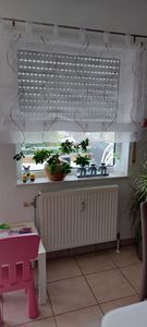 Joyswahl Raffrollo mit Schlaufen Voile Küche Gardine Bestickte Raffgardine mit Wellenperlenmuster Stickerei Grün BxH: 100x140 cm Kunden-Foto 1
