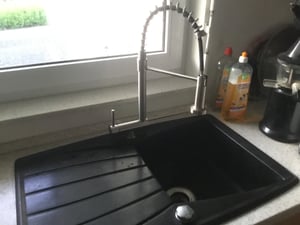 Homelody Wasserhahn Küche mit 2 Strahlarten,360° Drehbar Küchenarmatur,Edelstahl Spültischarmatur,Hochdruck Armatur,Mischbatterie Küche Matt Gebürstet Kunden-Foto 1