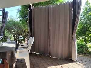 6 Stück Outdoor Vorhänge Gartenlauben Pavillon Balkon-Blickdicht Vorhänge Gardinen Verdunkelungsvorhänge mit Ösen, Vorhang Wasserdicht Mehltau beständig UVschutz (132*213cm, Dunkelgrau) Kunden-Foto 2