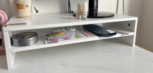 Relaxdays Monitorständer, Zusatzablage, HxBxT: 14,5 x 54 x 25,5 cm, Bildschirmerhöhung für Schreibtisch, modern, weiß Kunden-Foto 1