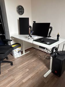 SENSE7 Nojo Biurko z regulacją wysokości 140x70 cm Elektryczne Białe Biurko do gier Biurko komputerowe Biurko do pracy na stojąco Funkcja pamięci System zarządzania kablami Biuro Zdjęcie produktu od klienta nr 2