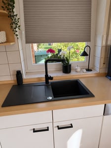 Granitspüle - Spülbecken - Küchenspüle - 86 x 43,5 cm - Moonlight Grey - Einbauspüle - Hochwertig, Kratzfest, Modern, mit Siphon, Cascada 40 Kunden-Foto 2