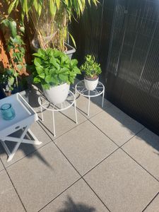 Metall Blumenständer Set Blumentreppe Pflanztreppe Blumenhocker Pflanzenhocker Blumenbank 6 8 10 12 Zoll Blumenregal für Innen/Garten Weiß Kunden-Foto 1