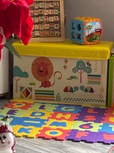Bieco Aufbewahrungsbox mit Deckel Kinder Zirkus | Spielzeug Aufbewahrung | Spielzeugkiste mit Deckel Aufbewahrungsbox Kinder Box Kinderbank Stauraum Kindersitzbank Sitzbank Sitzhoker Spielzeugbox Toy Kunden-Foto 1