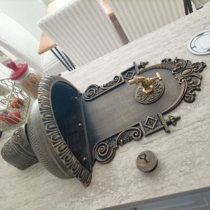 Relaxdays XL Wandbrunnen antik, mit Wasserhahn, nostalgisch, Waschbecken Garten, Aluguss, HBT 75 x 44 x 22 cm, schwarz Kunden-Foto 1