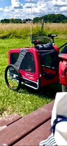 DOGGYHUT® Premium LARGE Hundefahrradanhänger  15 - 30kg Hundeanhänger Fahrradanhänger für Hunde mittelgroße bis große Hunde Kunden-Foto 4