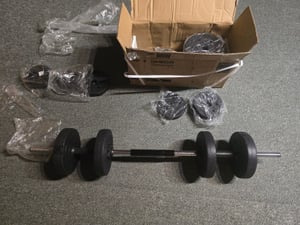 SONGMICS Hantelset, Hanteln mit Verbindungsstahlrohr, 2-in-1-Kurzhantel, 2 x 15 kg, Workout, Fitnesstraining, Gewichtheben für Zuhause Kunden-Foto 6