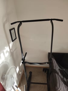 DH FitLife Premium Power Tower, Klimmzugstation mit Dip Station, 10-fach höhenverstellbar 185–222 cm, 50×50 mm Stahlprofil, Kraftstation für Home Gym Kunden-Foto 2