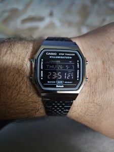 Casio ABL-100WEGG-1BEF CASIO VINTAGE COLLECTION Uhr Herrenuhr Edelstahl Datum Alarm schwarz Kunden-Foto 2