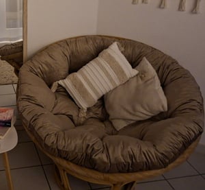 Kissen für Hängesessel, Hängestuhl - Runde Sitzkissen mit Silikonfaser - Kissen für Hängeschaukel aus Samtstoff - Hängesitz - Silber - Indoor & Outdoor - Dekokissen für Allergiker Kunden-Foto 1