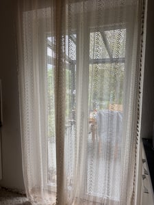 Vintage Boho Blickdicht Vorhänge Baumwolle Leinen Gardinen mit Quasten und Häkeln Stricken für Wohnzimmer Schlafzimmer Landhaus,Beige,150x220cm Kunden-Foto 3