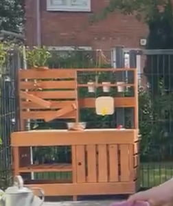 Matschküche PROVENCE aus Tannenholz mit Wasserrutschen, drehbarem Wasserrad, 2 Spielbecken, mitwachsend, ganzjährig Kunden-Foto 1