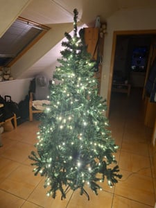 COSTWAY Albero di Natale artificiale a LED da 180 cm con 1000 punte in PVC, 350 LED, 11 modalità di illuminazione, 5 cambi di colore e supporto in metallo Albero di Natale verde Foto del cliente 2