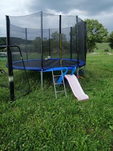 SONGMICS rete di sicurezza per trampolino Ø 366cm 8 pali rete di ricambio rete di sicurezza rotonda per trampolino da giardino STN12FT Foto del cliente 1