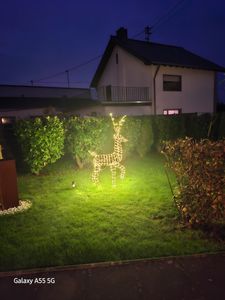 COSTWAY LED Rentier, figura navideña de 186 cm de altura, con 300 luces LED de color blanco cálido, decoración navideña iluminada, fabricada en metal, con protección IP44 Foto del cliente 1