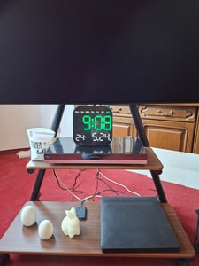 Multifunktionale LED-Wanduhr, Fernbedienung, Timing, Countdown, Temperaturanzeige, drei Farben Kunden-Foto 1