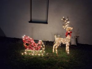 LEADZM 2-teiliges Weihnachtsbeleuchtung Rentier mit Schlitten & 135 warmweißen Lichtern, Weihnachten Deko für Außen und Innen Kunden-Foto 6