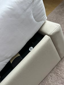 Flieks Polsterbett 180x200cm mit USB, Jugendbett Doppelbett mit Lattenrost und Stauraum, Stauraumbett mit LED, Leinen, Grau Kunden-Foto 4