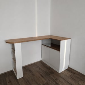 Flieks tavolo da pranzo tavolo da bar girevole a 360°, tavolo da cucina tavolo da sala da pranzo allungabile, bar con credenza, tavolo da bar credenza con porta scorrevole in vetro, nero Foto del cliente 1