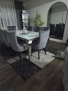 riess-ambiente Design Esstisch MODERN BAROCK 200cm weiß chrom Glasplatte Marmor Edelstahlbeine Esszimmertisch Konferenztisch Tisch Kunden-Foto 1