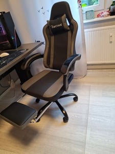 Hiazurm Gaming Stuhl,Bürostuhl Ergonomischer Gaming Sessel mit Lendenwirbelstütze Fußstütze, gepolstert,Kopfkissen Gaming Stuhl, 150kg Gaming Chair Kunden-Foto 1