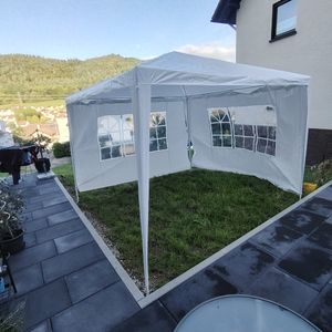 FCH 3 x 3 m záhradný pavilón s 3 bočnými stenami, prenosný nepremokavý stan, párty stan so špirálovými rúrkami, biely Fotografia od zákazníka č. 1