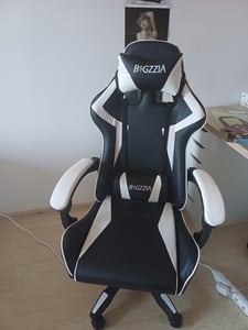 Bigzzia Bürostuhl Ergonomisch, Schreibtischstuhl, Drehstuhl, Gaming Sessel, Gamingstuhl, mit Kopfstützen, bis zu 110 kg, Blau Kunden-Foto 1