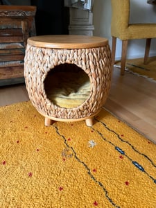 Pawhut kattenhol van riet, 2-in-1 design, kattenmand met kussen, kattenhuis Klantenfoto 2