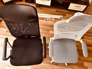 FORCE ONE Ergonomischer Bürostuhl X-OFFICE Drehstuhl | Atmungsaktive Mesh-Rückenlehne & Höhenverstellung | Schwarz Kunden-Foto 1