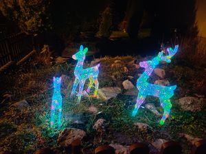 LEADZM 2-teiliges Weihnachtsbeleuchtung Rentier mit Schlitten & 135 warmweißen Lichtern, Weihnachten Deko für Außen und Innen Kunden-Foto 14