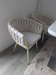 tectake® Set Esszimmerstuhl Astano gepolstert, mit Samtbezug, Knotendesign 60,5 x 55 x 75 cm Kunden-Foto 1