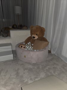 MISIOO Bällebad mit Schaumstoff-Füllung - 90x30cm - 200 Bälle für Bällebad - Hochwertige Bällebad Bälle für Kinder - Sicheres Spielzeug - Beige Kunden-Foto 3