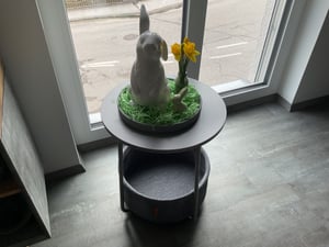 VASAGLE Beistelltisch, rund, mit Korb, Ø45 cm, weiß-beige Kunden-Foto 2