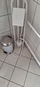 MSV Garniture de WC sur pied Brosse à WC Brosse à WC en acier inoxydable blanc 15,7x29x79cm Photo du client 2