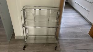 Servierwagen Edelstahl Teewagen Zusammenklappbar Küchenwagen Anrichte Gastro Servierhilfe 2 Borde 4 Räder Kunden-Foto 3