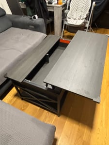 VASAGLE Couchtisch, höhenverstellbar, versteckter Stauraum, 60 x 120 x (48-62) cm Kunden-Foto 3