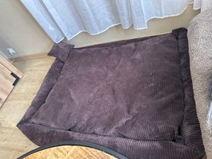 Hundebett – Weiches, geripptes Material mit Polyurethanschaumstoff-Füllung, schmutzabweisend, in verschiedenen Farben und Größen, inkl. kleinem Kissen (XXL - 110x90, Beige) Kunden-Foto 1