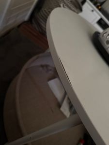 VASAGLE Couchtisch rund,  Wohnzimmertisch mit Korb aus Stoff, modern, Mattweiß Kunden-Foto 5